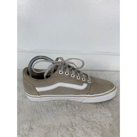 Vans Womens Size 8 Old Skool Sneakers Tan & White Canvas Casual Shoes - Picture 5 of 9